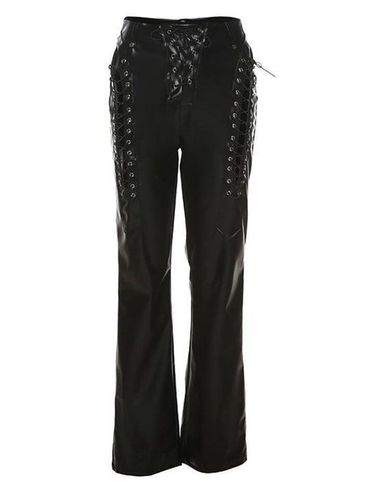 R&B | Cutout Schnürung PU-Hose