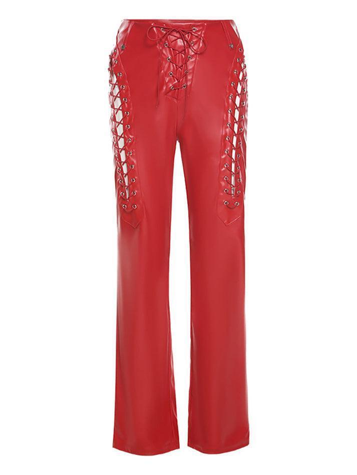 R&B | Cutout Schnürung PU-Hose