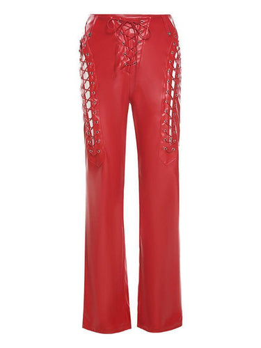 R&B | Cutout Schnürung PU-Hose