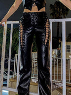 R&B | Cutout Schnürung PU-Hose