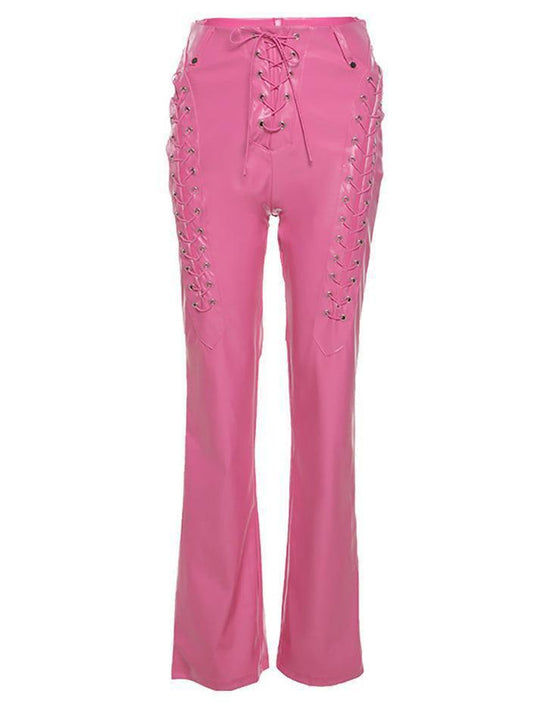 R&B | Cutout Schnürung PU-Hose