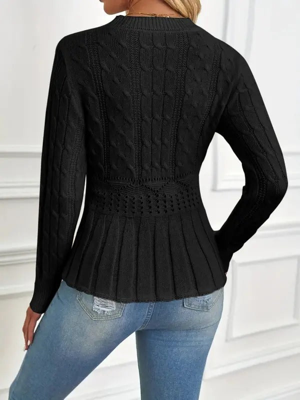 R&B | Bequemer Schicker Grobstrickpullover mit Rundhalsausschnitt