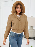 R&B | Kuschelige Gepolsterten Winterjacke mit Pelzkapuze und Taschen