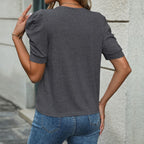 R&B | Solide Farbe Blase Ärmel T-Shirt Frauen