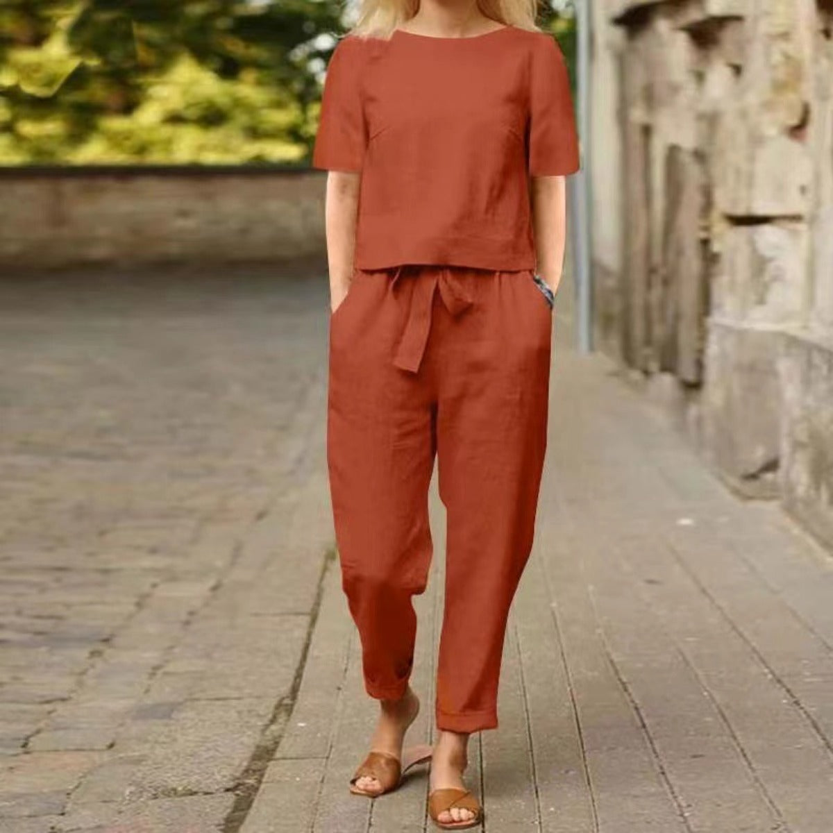 R&B | Übergroße Bluse Hose mit weitem Bein Retro zweiteiliges Set