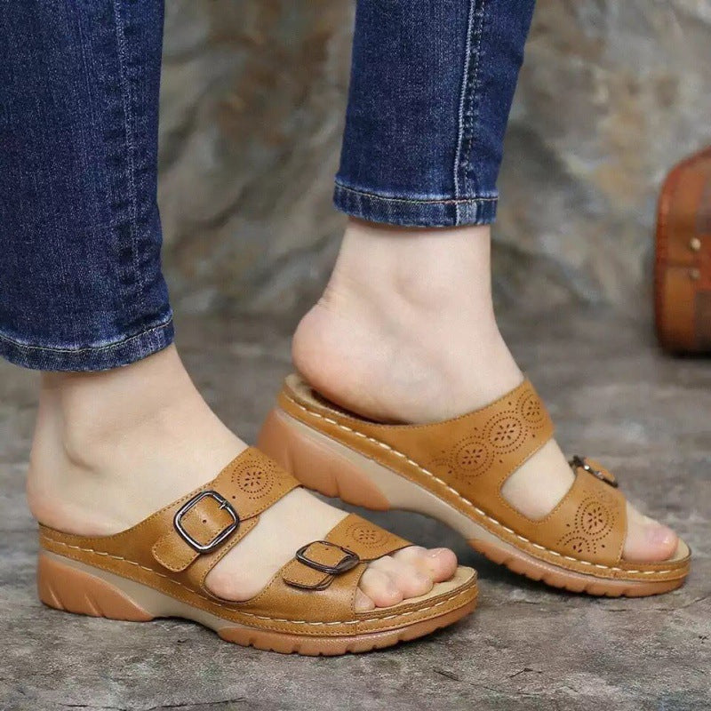 Damen Sandalen aus Leder mit verstellbarem Riemen R&B R&B