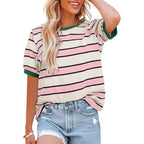 R&B | Gestreiftes T-Shirt mit Rundhalsausschnitt für Damen