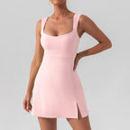 R&B | Hosenträger einfarbig Yoga Tennisrock leichtes Sportkleid