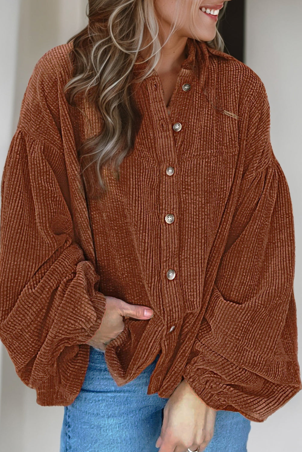 R&B | Lockere Hemd Aus Cord Polyester Stilvoll und Bequem