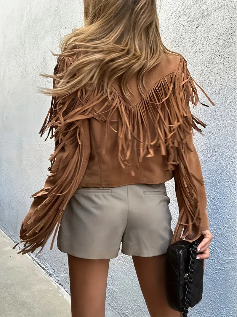 R&B | Braune Jacke - Fransenbesatz mit verkürzter Passform