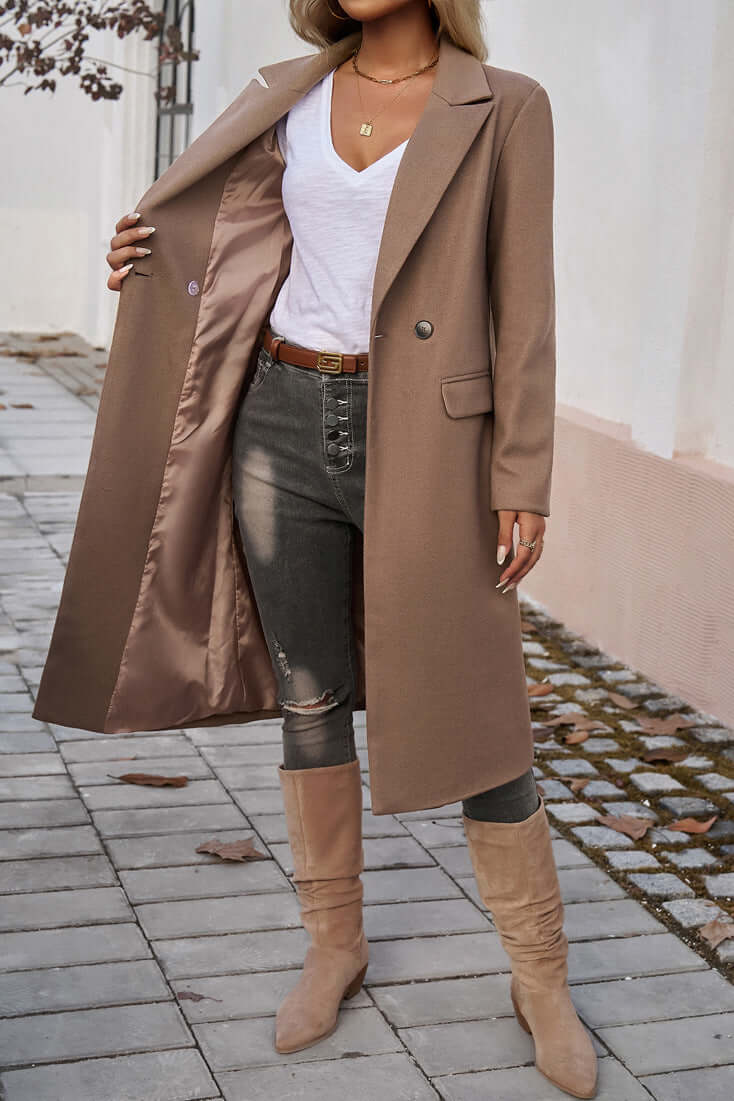 R&B | Eleganter Doppelreihiger Langmantel