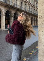 R&B | Kunstpelz Winterjacke in Burgunder