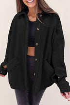 R&B | Weiche Fleecejacke mit Großen Knöpfen Polyester Komfort und Warmer Stil