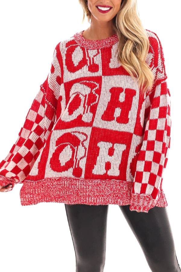 R&B | Weihnachtsbriefe Rundhals Langarm Locker Gestrickter Pullover