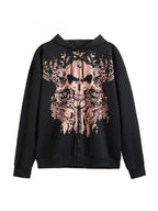 R&B | Vintage Schädelprint Oversized Hoodie mit Reißverschluss