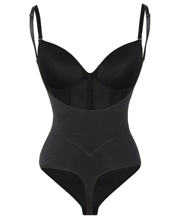 R&B | Damen Bauch Kontrolle Tanga Schiere Mesh Korsett Top Rückenfrei Bodysuit