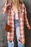 R&B | Karierter Button-Up Longline Shacket mit Brusttaschen