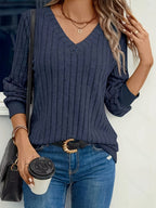 R&B | Damen Strickpullover mit V-Ausschnitt und Langen Ärmeln