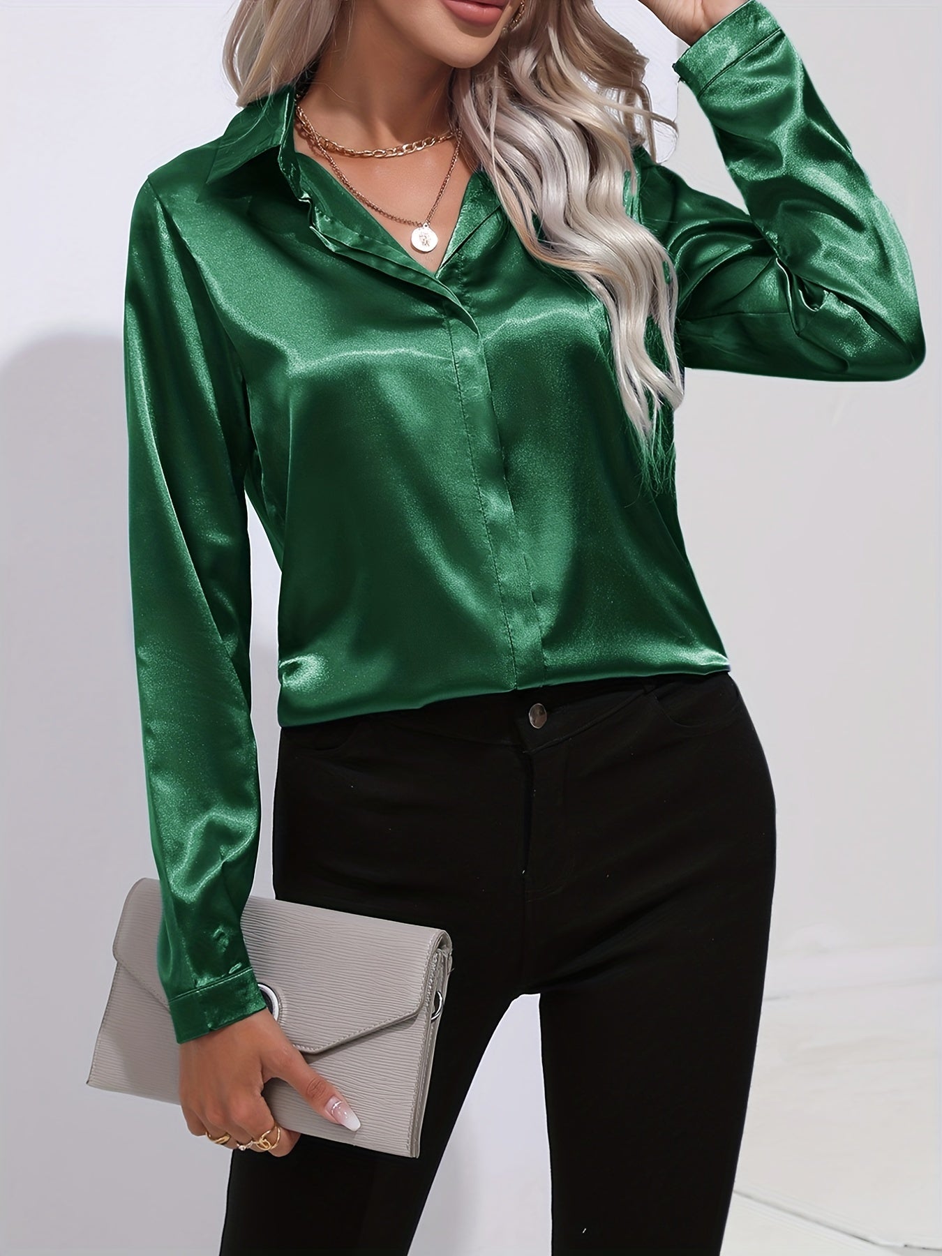 EB | Damen Elegante Satinbluse