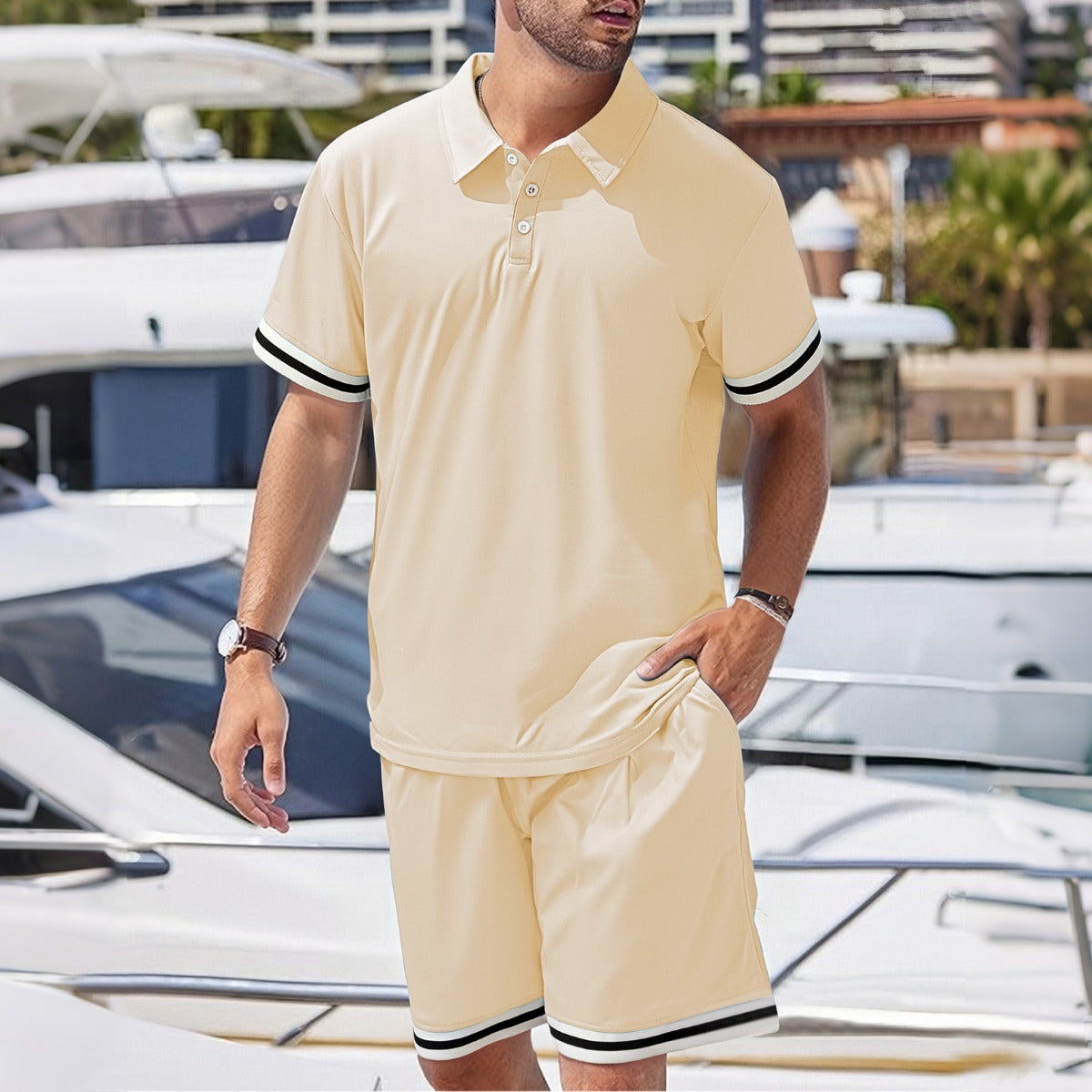 R&B | Kurzärmelige Shorts Zweiteiliges Set