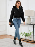 R&B | wattierte Winterjacke mit Fellkapuze und Taschen