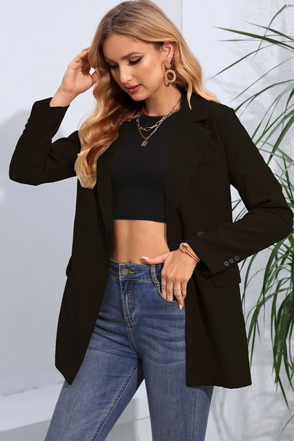 R&B | Reverskragen Langarmblazer mit Taschen