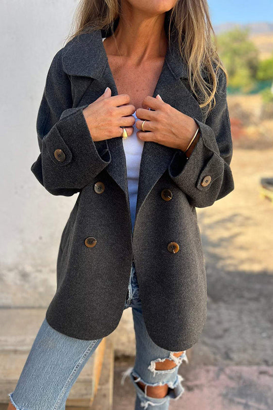 R&B | Farbe Revers Langarm Knopf Freizeitjacke