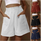 R&B | Shorts aus Baumwolle und Leinen mit hoher Taille für Damen