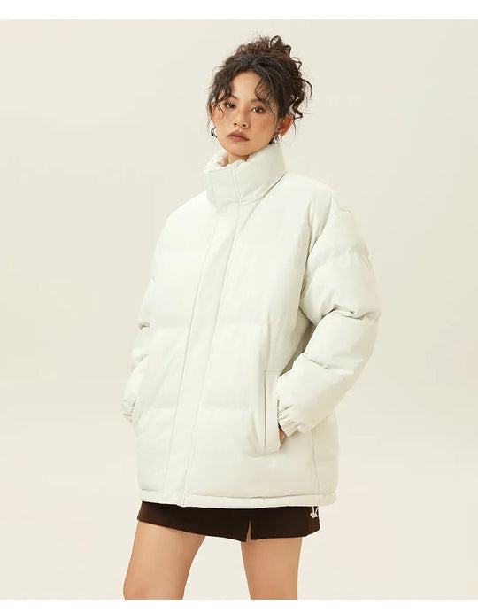 R&B | Lockere Jacke mit Stehkragen aus dickem, warmem Baumwollstoff