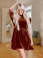 R&B | Einfarbiges Samtkleid