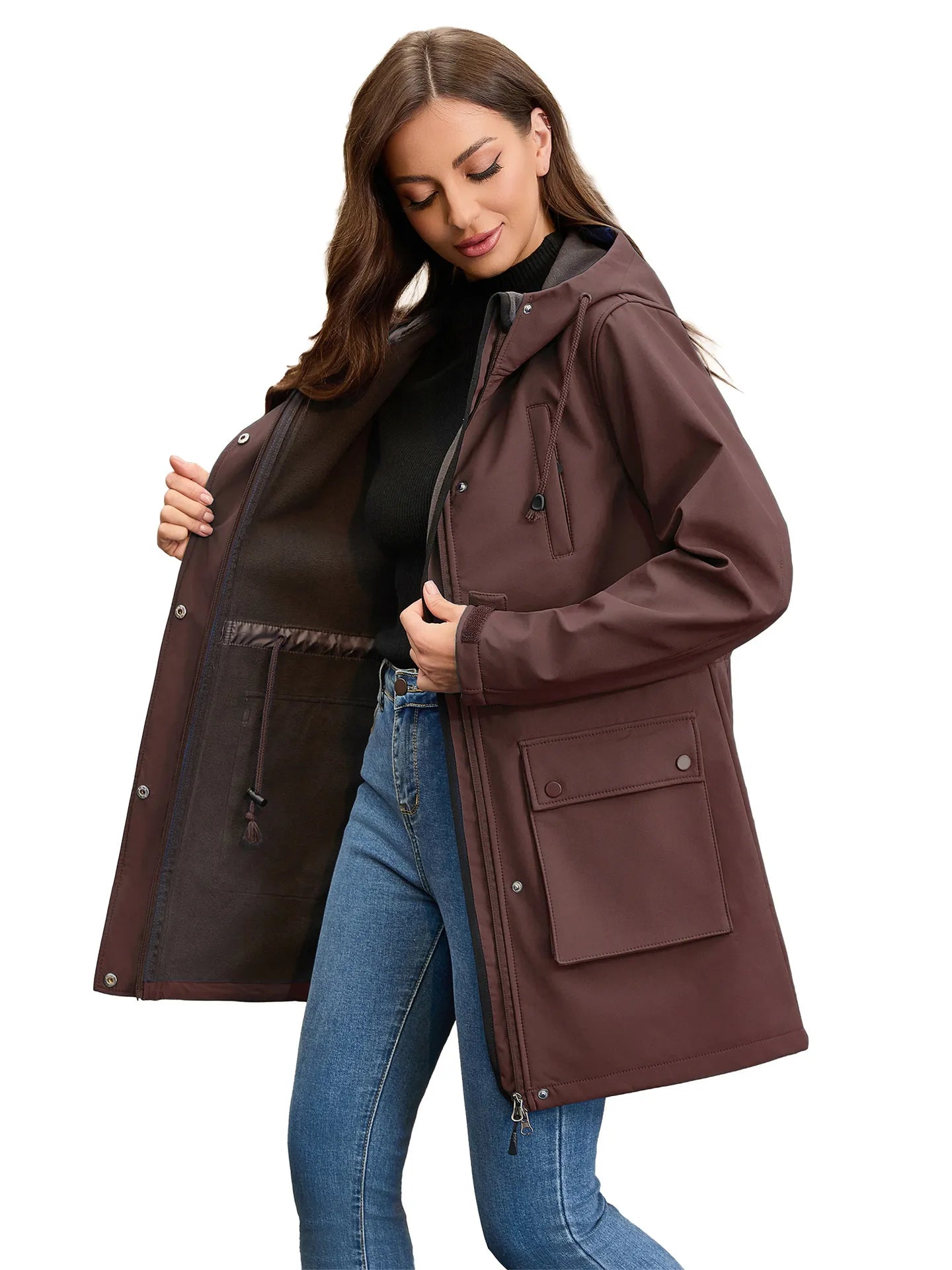 R&B | Wasserdichte Softshell-Damenjacke mit Kapuze