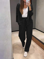 R&B | lässiges V-Ausschnitt Pullover- und Hose-Set