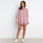 R&B | Fashion Shirt Gestreift Langarm Zweiteiliges Set