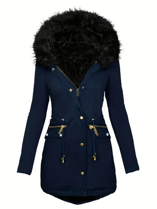 R&B | Parka-Mantel mit Kapuze Aus Kunstpelz und Verstellbarem Kordelzug