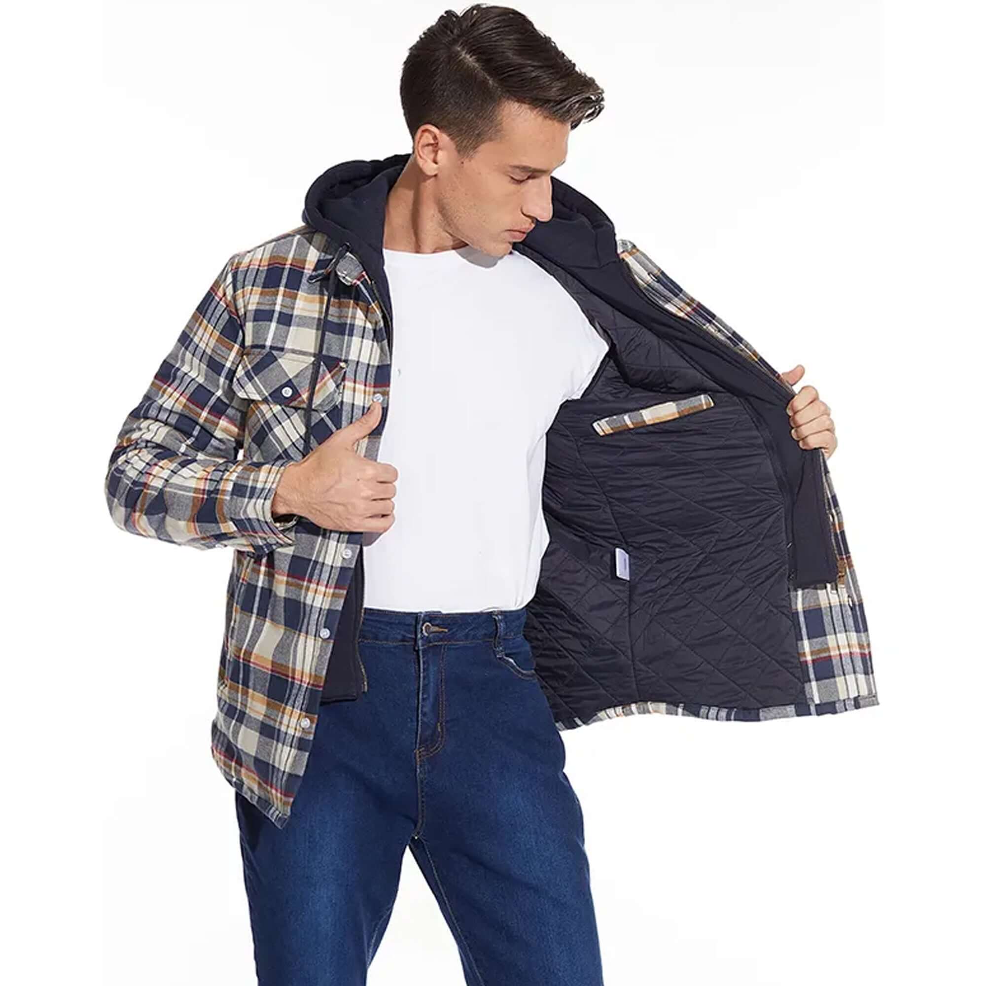 R&B | Herren Karierte Langarm Freizeitjacke