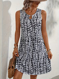 R&B | Sommerkleid mit Print Ohne Ärmel, V-Ausschnitt, A-Linie, Leicht und Elegant