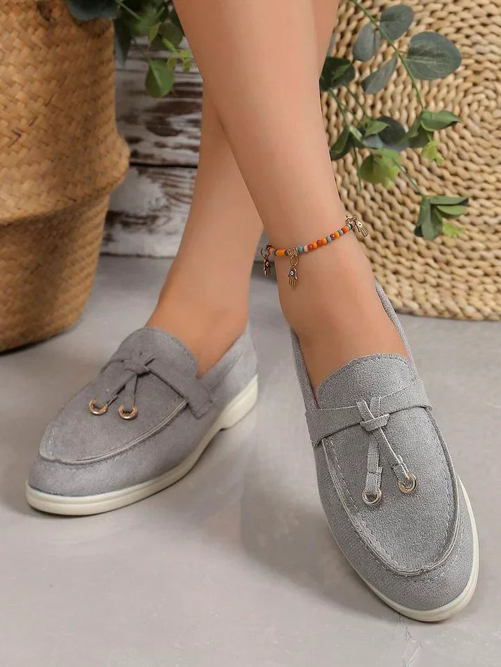 Damen-Loafers aus Wildleder mit geknoteter Quaste R&B R&B