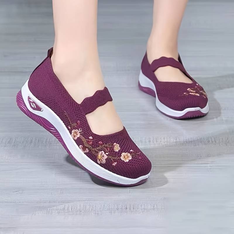 Orthopädische Florale Schwarze SlipOns R&B