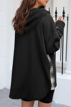 R&B | Oversized Hemdjacke mit Kapuze Geripptes und Kariertes Design Bequem und Trendy