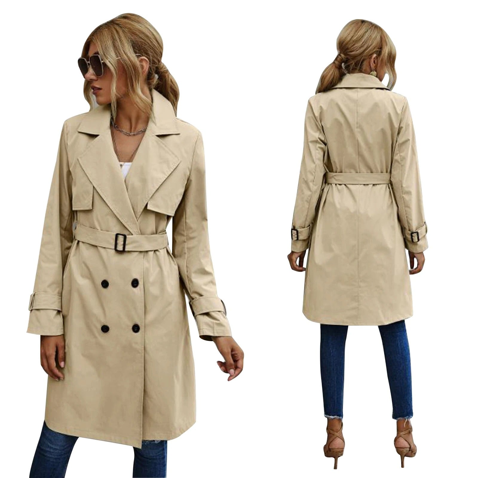 R&B | Damen Doppelt-knöpfiger Trenchcoat