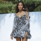 R&B | Langärmeliges Neckholder-Kleid aus Mesh