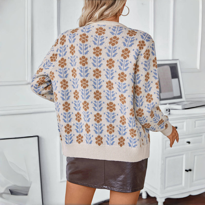 R&B | Strickjacke mit Blumenmuster