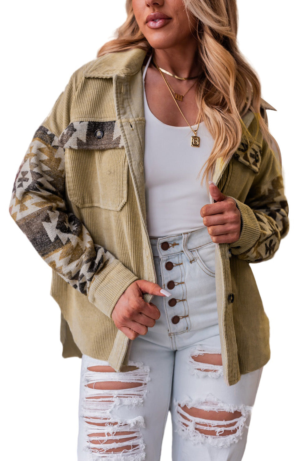 R&B | Aztek-muster Shirtjacke Baumwolle Komfort und Stil