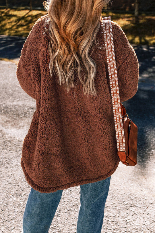 R&B | Oversized Teddyjacke Polyester Warm und Bequem