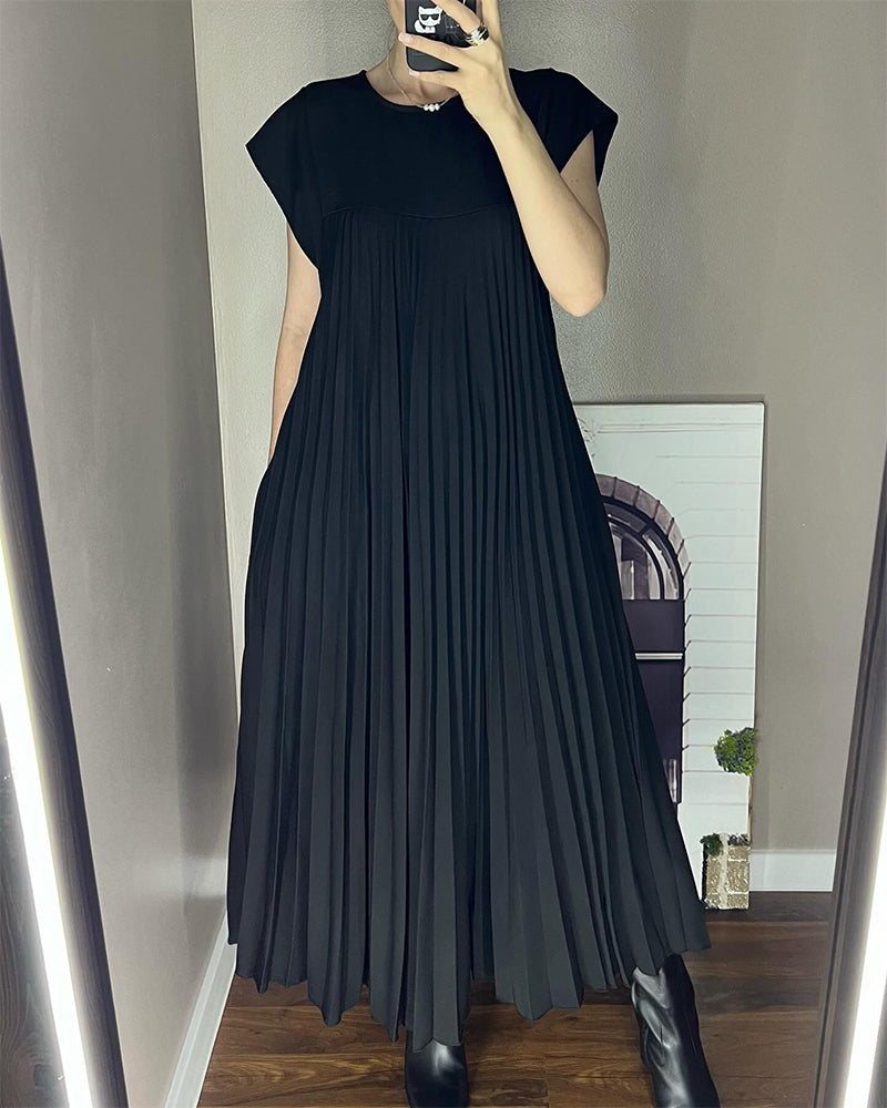 R&B | Elegantes Plissee-Kleid Einfarbig Ärmellos