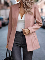 R&B | Modernes Rosa Einfarbiges Blazer Jackett mit Langen Ärmeln