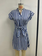R&B | Ärmelloses gestreiftes Kleid mit Schnürsenkeln