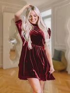 R&B | Einfarbiges Samtkleid