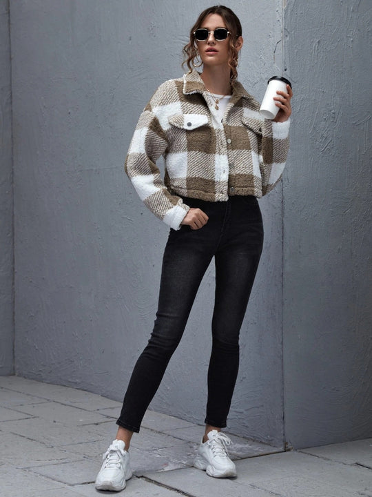 R&B | Karierter Button-Down-Kragenjacke