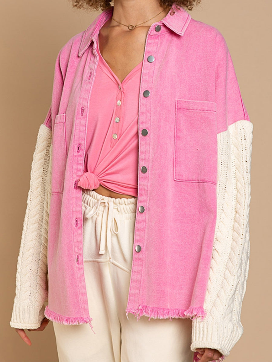 R&B | Kabelstrick Raw Hem Denim Jacke